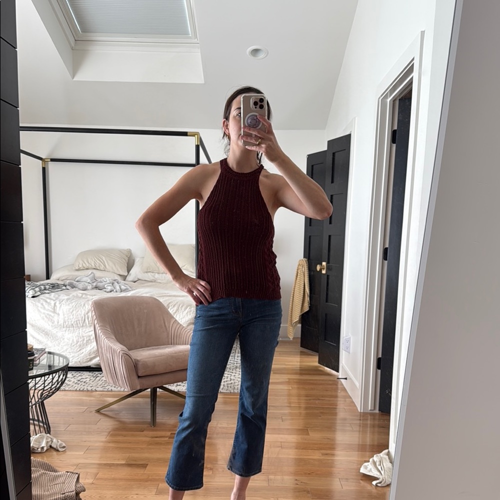 Sezane brown knit high neck tank